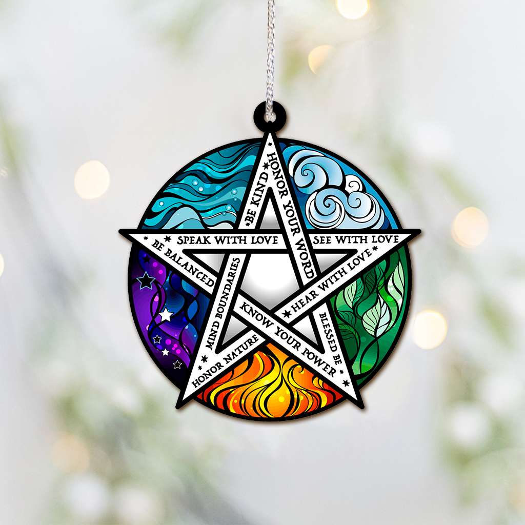 Element Pentacle Be Kind Wicca - Witch Ornament (Printed On Both Sides) 1022