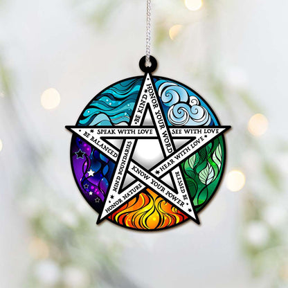Element Pentacle Be Kind Wicca - Witch Ornament (Printed On Both Sides) 1022