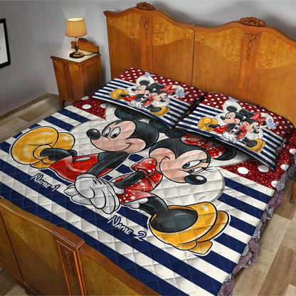 You & Me - Personalized Couple Mouse Quilt Set