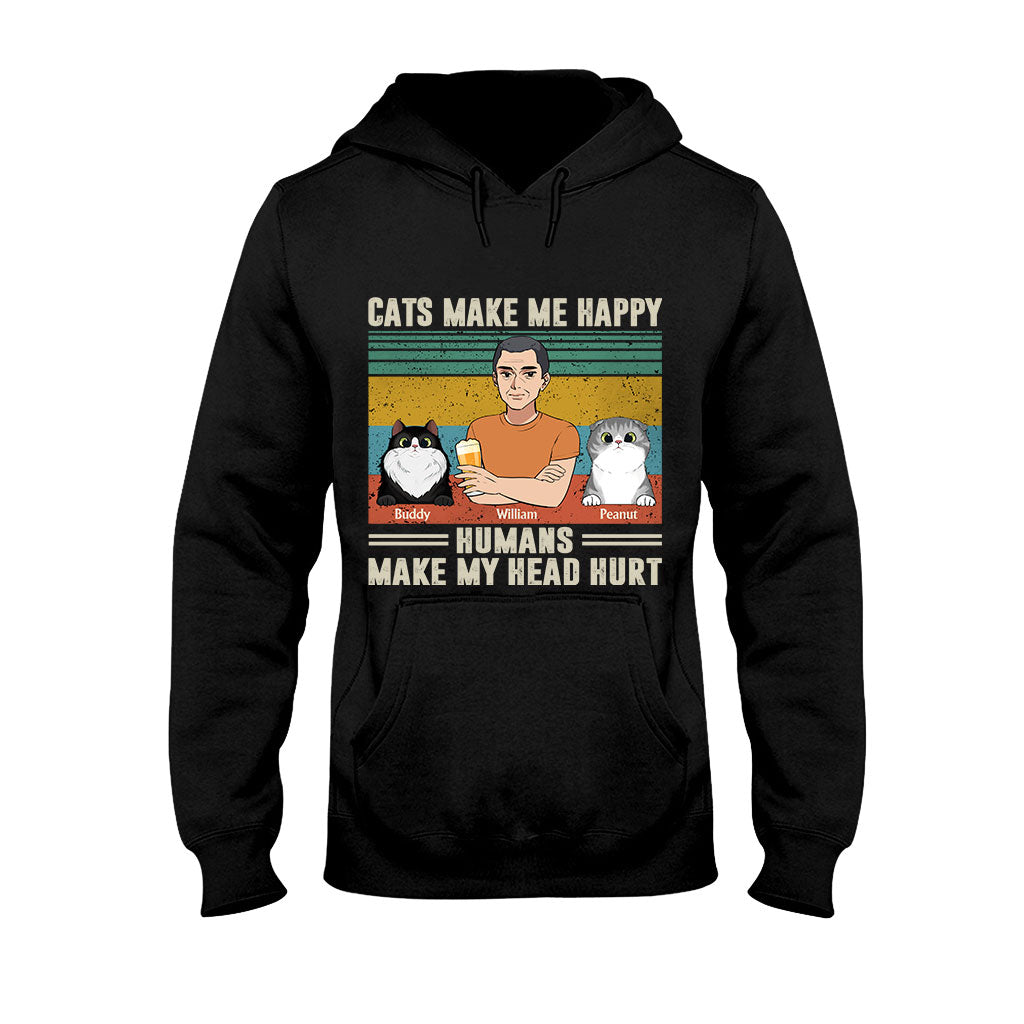 Cats Make Me Happy - Personalized Father's Day Father T-shirt and Hoodie