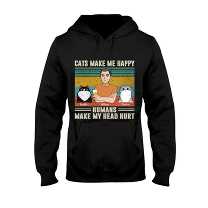 Cats Make Me Happy - Personalized Father's Day Father T-shirt and Hoodie