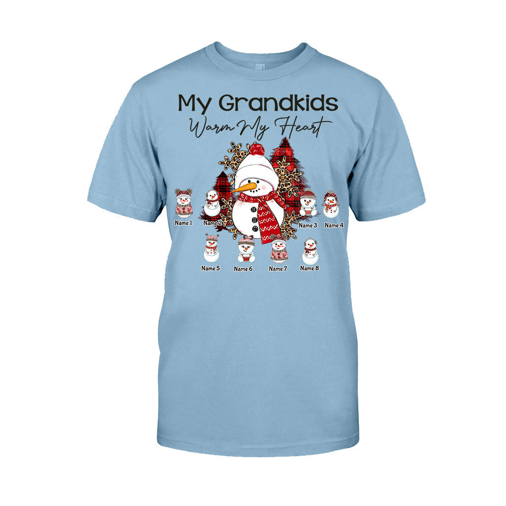 My Grandkids Warm My Heart - Personalized Christmas Grandma T-shirt and Hoodie