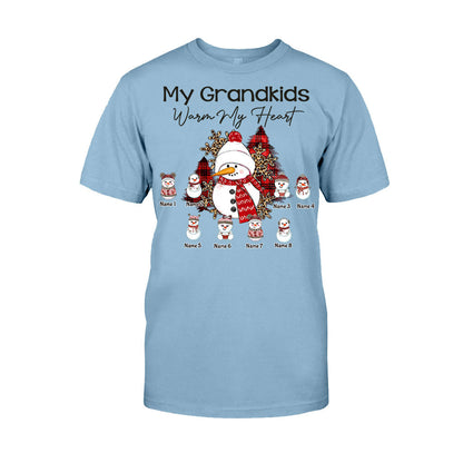 My Grandkids Warm My Heart - Personalized Christmas Grandma T-shirt and Hoodie