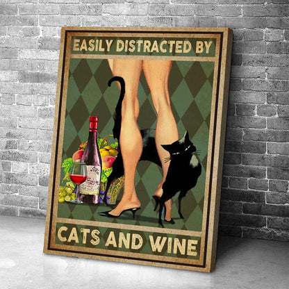 Easily Distracted By Cats Canvas And Poster