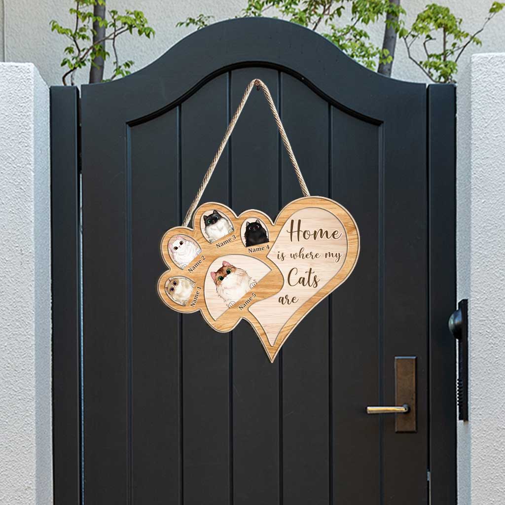 Home Is Where My Cats Are - Personalized  Wood Sign