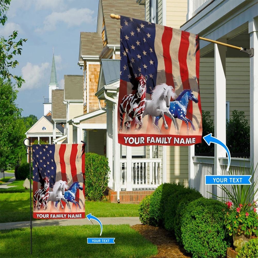 American Horses Personalized Horse House Flag 0523