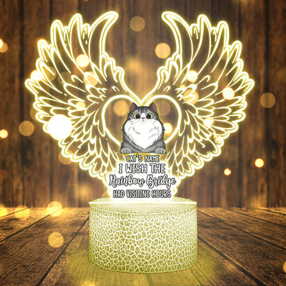 I'll Meet You At The Rainbow Bridge - Personalized Cat Shaped Plaque Light Base