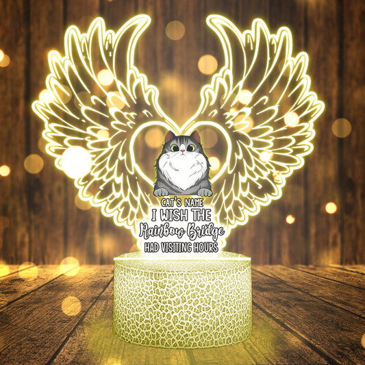 I'll Meet You At The Rainbow Bridge - Personalized Cat Shaped Plaque Light Base