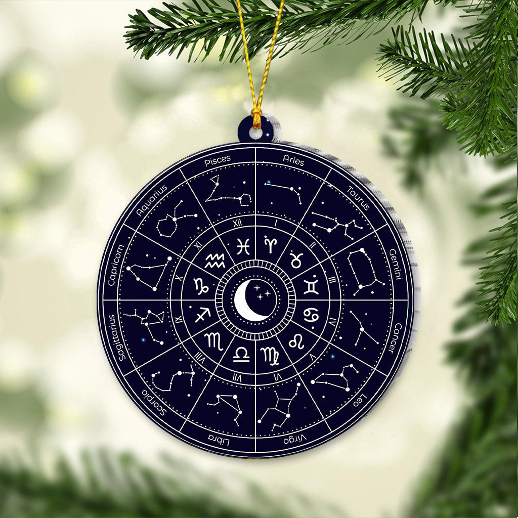 Zodiac Astrology Circle - Witch Ornament (Printed On Both Sides) 1022