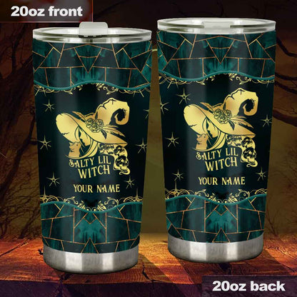 Salty Lil Witch Gold Green Printed Pattern Personalized Tumbler