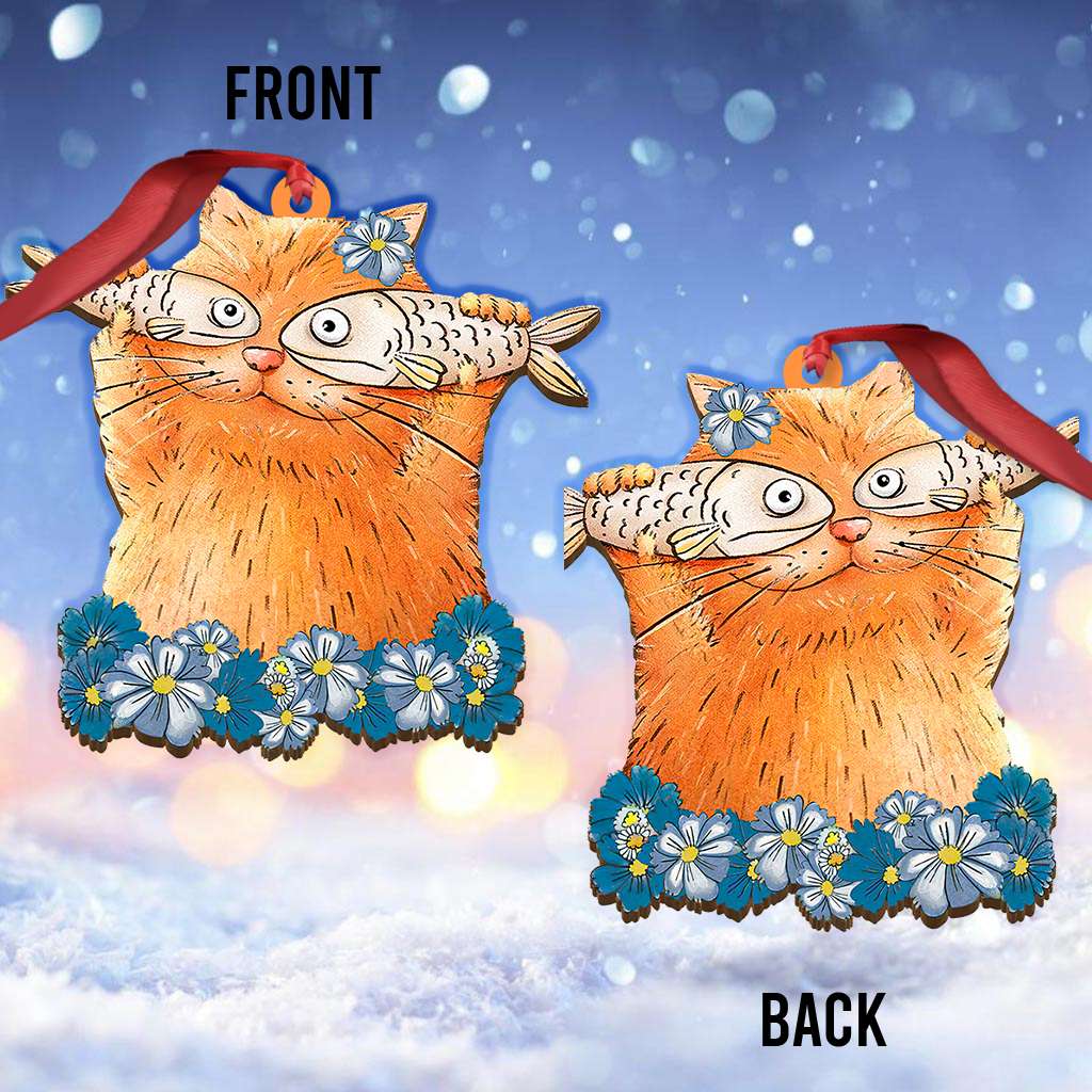 Cat Funny With Fishes - Cat Ornament (Printed On Both Sides) 1122