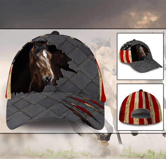 American Flag Horse Classic Cap 0823