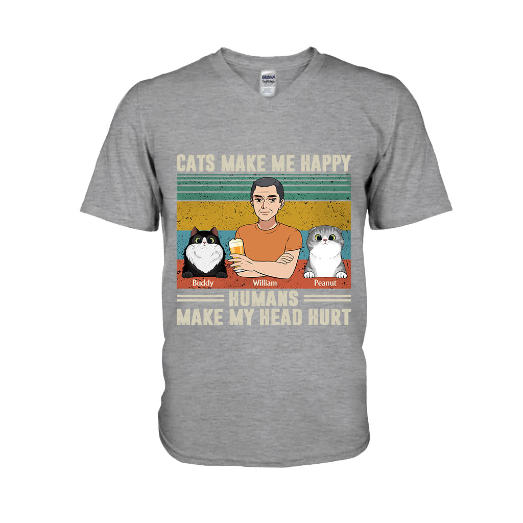 Cats Make Me Happy - Personalized Father's Day Father T-shirt and Hoodie