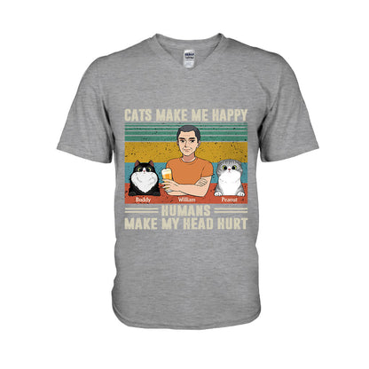 Cats Make Me Happy - Personalized Father's Day Father T-shirt and Hoodie