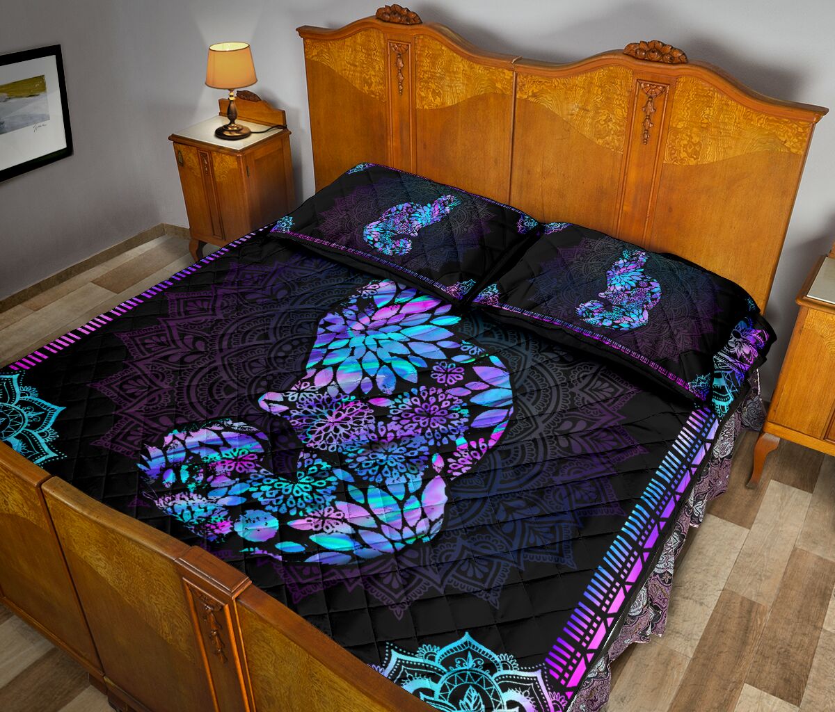 Floral Cat Cat  Quilt Set 0622