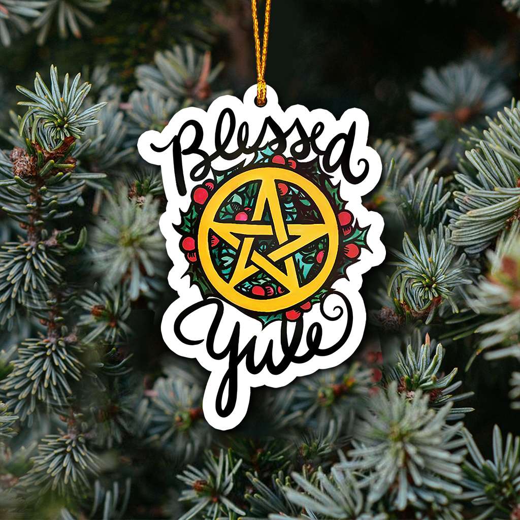 Blessed Yule Wicca - Witch Ornament (Printed On Both Sides) 1022