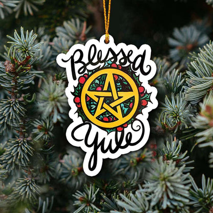 Blessed Yule Wicca - Witch Ornament (Printed On Both Sides) 1022