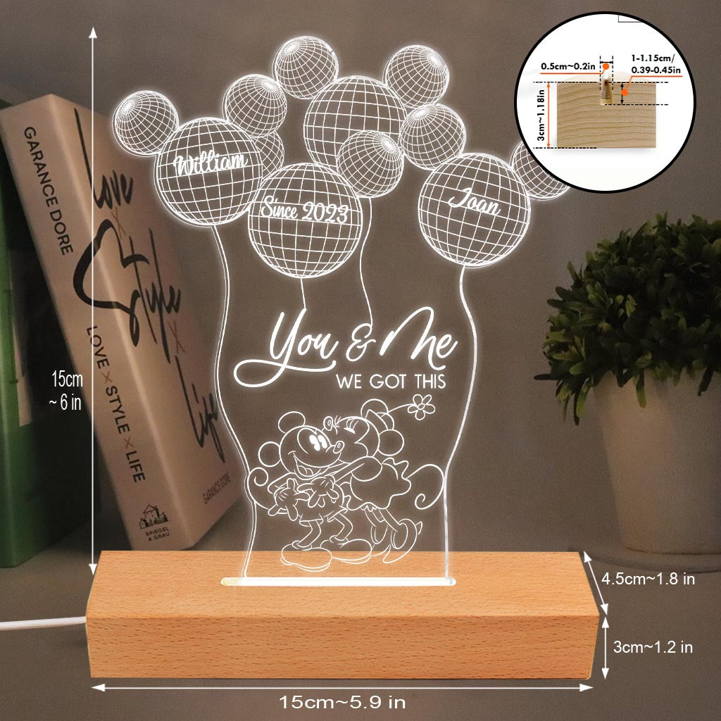 You And Me We Got This - Personalized Couple Mouse Shaped Plaque Light Base