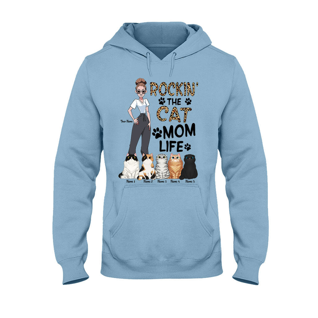 Rockin The Cat Mom Life - Personalized Cat T-shirt and Hoodie