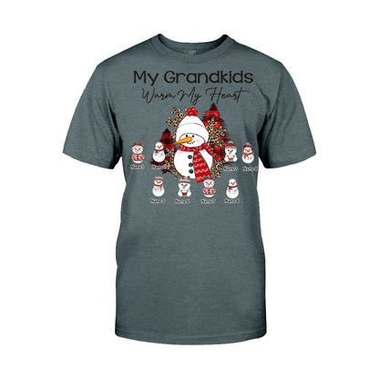 My Grandkids Warm My Heart - Personalized Christmas Grandma T-shirt and Hoodie