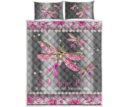 Faith Hope Love Breast Cancer Awareness  Quilt Set 0622
