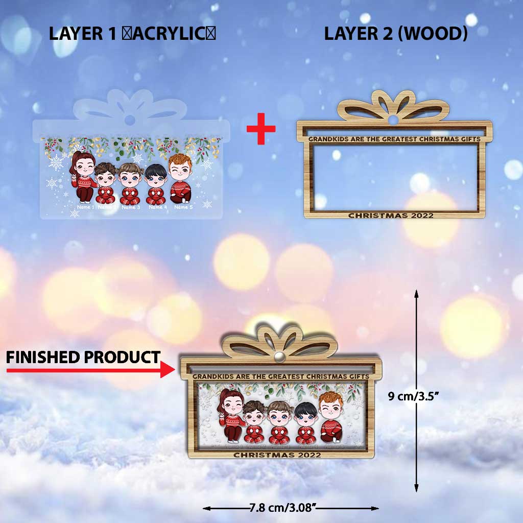 Grandkids Are The Greatest Christmas Gift - Personalized Grandma Layers Mix Ornament