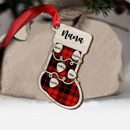 Grandma's Sock - Personalized Christmas Grandma Layered Wood Ornament