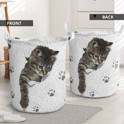 Kitten Leather Pattern Print Cat Storage Basket 0622