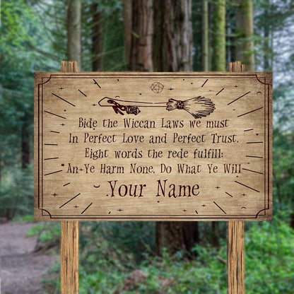 An Ye Harm None, Do What Ye Will - Personalized Witch Horizontal Rectangle Wood Sign