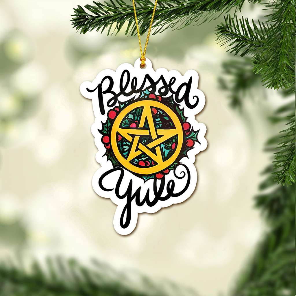 Blessed Yule Wicca - Witch Ornament (Printed On Both Sides) 1022