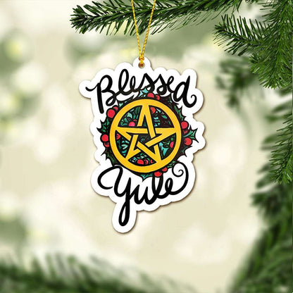 Blessed Yule Wicca - Witch Ornament (Printed On Both Sides) 1022