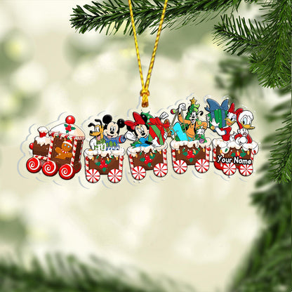 Merry Christmas Train - Personalized Christmas Mouse Transparent Ornament