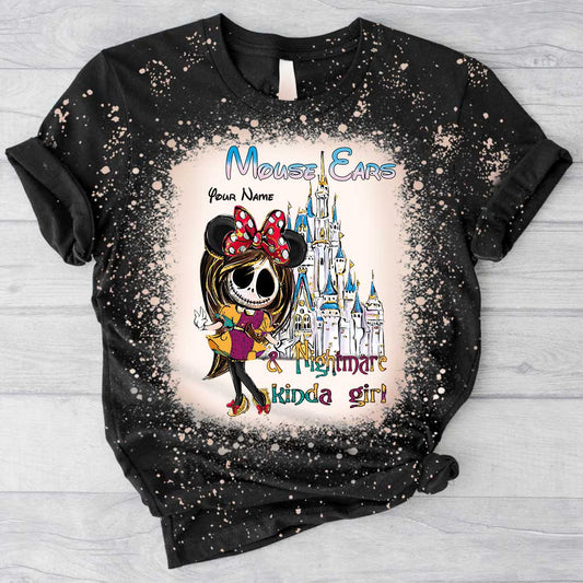 Mouse Ears And Nightmare - Personalized Handmade Bleached Shirts