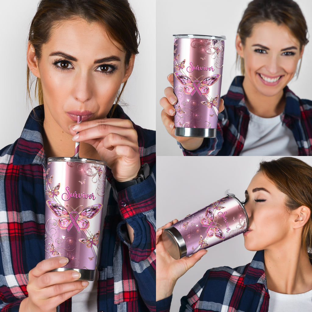 Survivor Breast Cancer Awareness Tumbler 0622