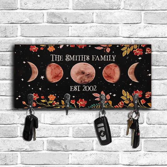Moon Phase Floral - Personalized Witch Key Rack