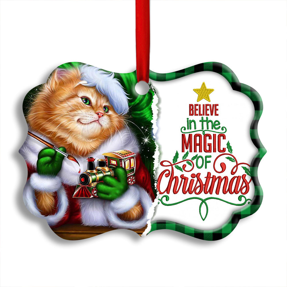 Cute Cat Believe In The Magic Of Christmas - Cat Ornament (Printed On Both Sides) 1022