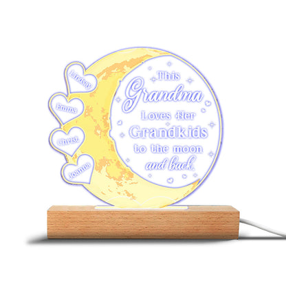 This Grandma Loves Her Grandkids - Personalized Mother's Day Grandma Shaped Plaque Light Base