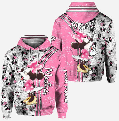 Cute Pink Mouse Ears - Personalized Mouse Hoodie and Leggings