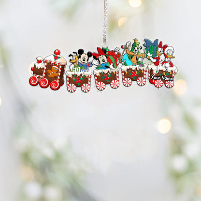 Merry Christmas Train - Personalized Christmas Mouse Transparent Ornament