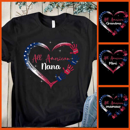 Nana's Heart - Personalized Independence Day T-shirt and Hoodie