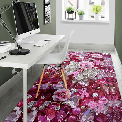 Pink Warrior Pattern Print Breast Cancer Awareness Rug 0622