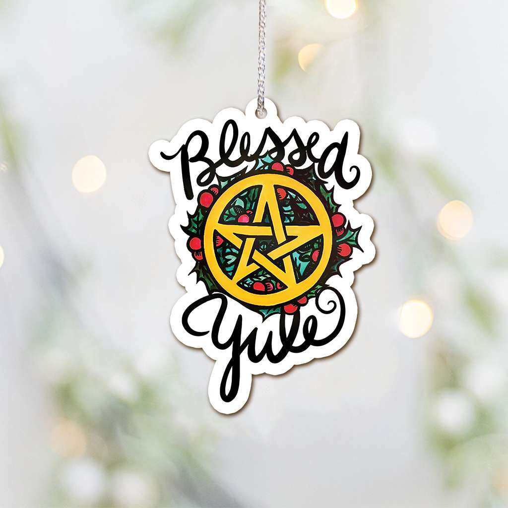 Blessed Yule Wicca - Witch Ornament (Printed On Both Sides) 1022