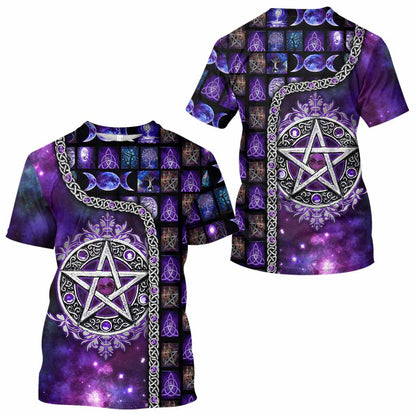 Witch Vibes Purple Pentagram All Over T-shirt and Hoodie