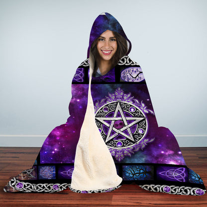 Witch Vibe Purple Pentacle - Witch Hooded Blanket