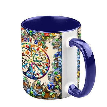 It's A Beautiful World Tree Of Life Peace Sign - Personalized Hippie Accent Mug