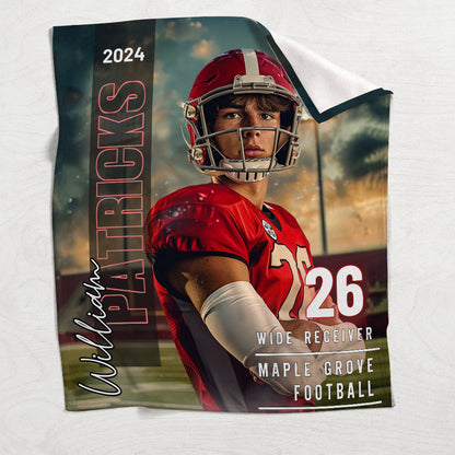 Any Photo, Name, School... - Personalized Football Blanket