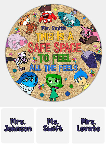 This Is A Safe Space To Feel All The Feels - Personalized Autism Awareness Round Rug