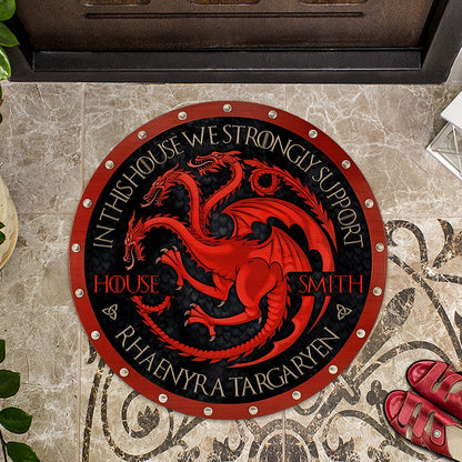 Team Black - Personalized Thrones Game Shaped Doormat