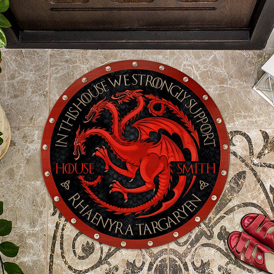 Team Black - Personalized Thrones Game Shaped Doormat