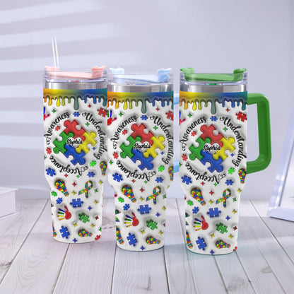 Autism Awareness - Personalized Autism Awareness Tumbler With Handle